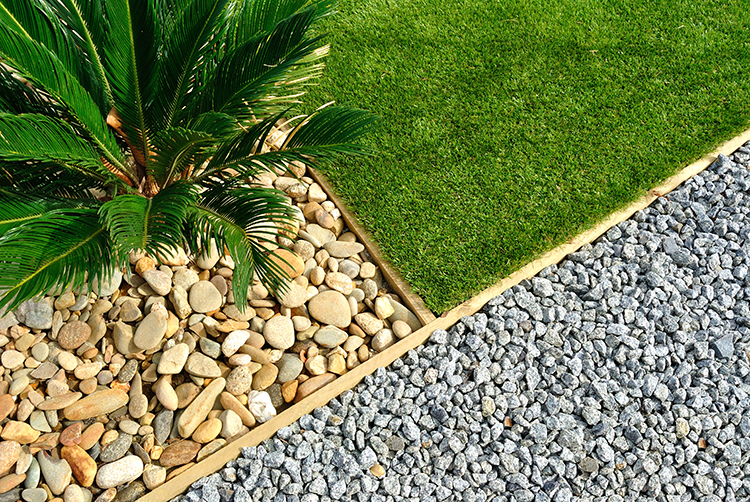 landscaping natural stone rocks gravel edging lawn